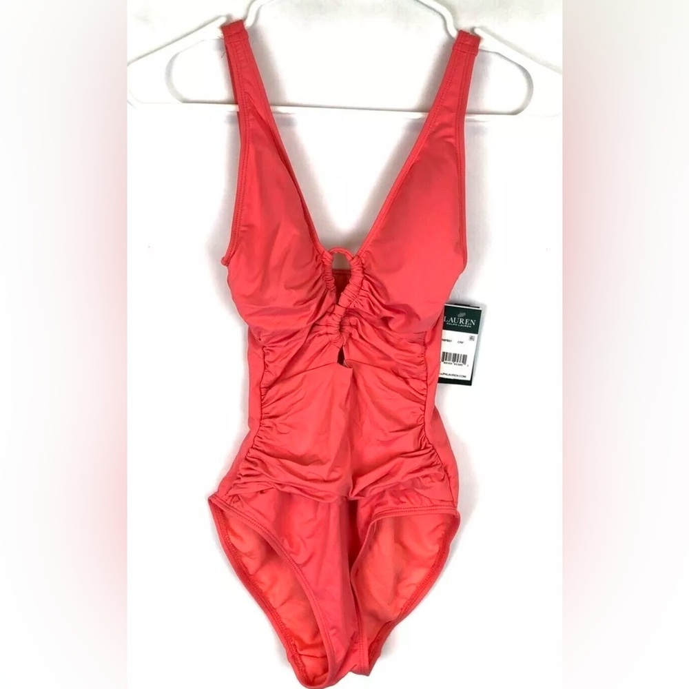 Lauren Ralph Lauren Beach Club Keyhole One Piece Swimsuit Coral Size 4